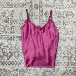Victorias Secret Cami Nightie Slip Dress Satin Pink Lace Adjustable Size Large - Picture 1 of 7