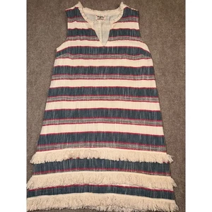 Anthropologie Holding Horses Striped Fringe Shift Dress Western Boho Size 6 - Picture 1 of 10