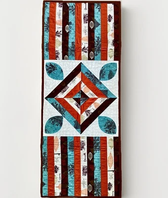 Handmade Quilted Patchwork Table Runner 17 X 42” Fall Autumn Reversible - Image 1 of 4