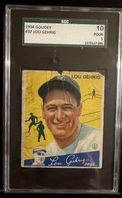 1934 GOUDEY LOU GEHRIG #37 SGC 1 - Imagem 1 de 2