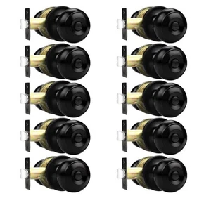 10 Pack Privacy Door Knob, Matte Black Door Knobs Interior Keyless Door Locks... - Picture 1 of 10