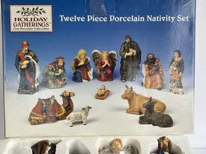Vintage 11 Pc Porcelain Nativity Set Bradford Holiday Gatherings Christmas - Picture 1 of 10