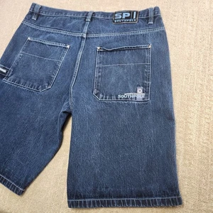 Vintage Southpole Jean Shorts Men 38 *READ Baggy Y2K Jorts Embroidered Wide Leg - Picture 1 of 11
