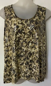 Top smanicato donna nuovo con etichette RUBY RD trasparente paillettes stampa animalier davanti 2X 22/24 - Foto 1 di 2