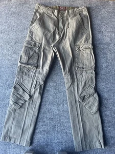 Pantalone cargo Matchstick uomo 34x32 verde militare utility paracadute abbigliamento da lavoro - Foto 1 di 15
