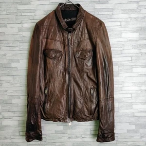 Giorgio Brato Brown Lamb Leather Jacket Size 44 - Picture 1 of 16