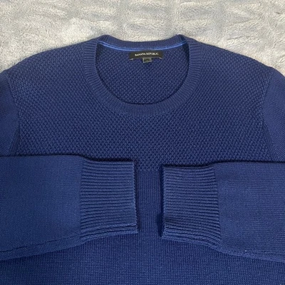 Свитер мужской Banana Republic темно-синий с круглым вырезом из шерстяной смеси мериноса размер L - Изображение 1 из 4