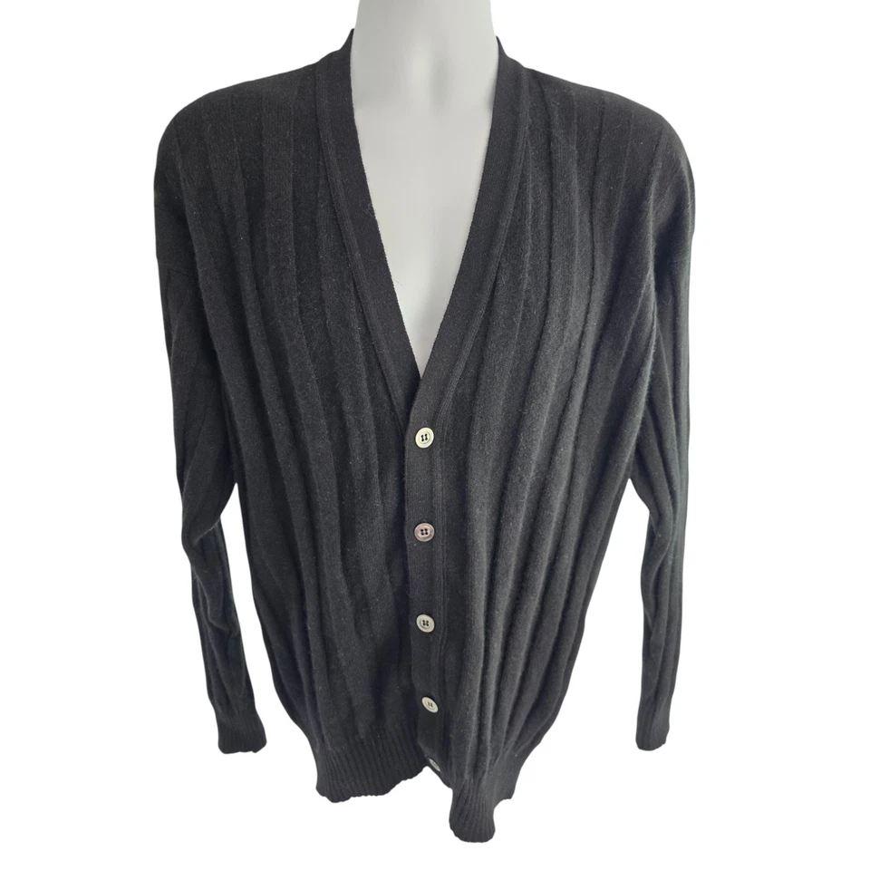 Cárdigan Suéter Neiman Marcus Cachemira Grueso Acanalado Tejido Chal Escocia XL 2XL Foto 1 de 4