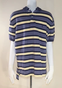 Polo Ralph Lauren Blue Yellow Striped Knit Casual Fit Short Sleeve Medium - Picture 1 of 12