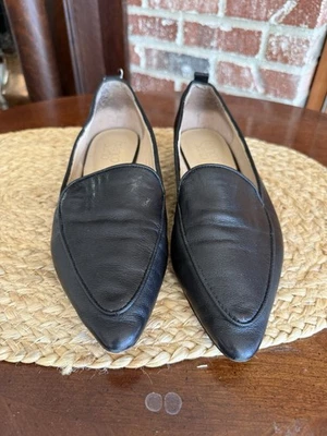 Mocasín Franco Sarto Belamour para mujer talla 9,5 cuero negro sin cordones punta Foto 1 de 4