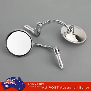 Chrome Round Rearview Mirrors Bar End Mirror fits Motorcycle Chopper Racer SL - Picture 1 of 10