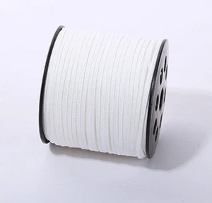 100 Yards White Faux Suede Flat Leather Cord Lace String 2.6mm - Picture 1 of 6