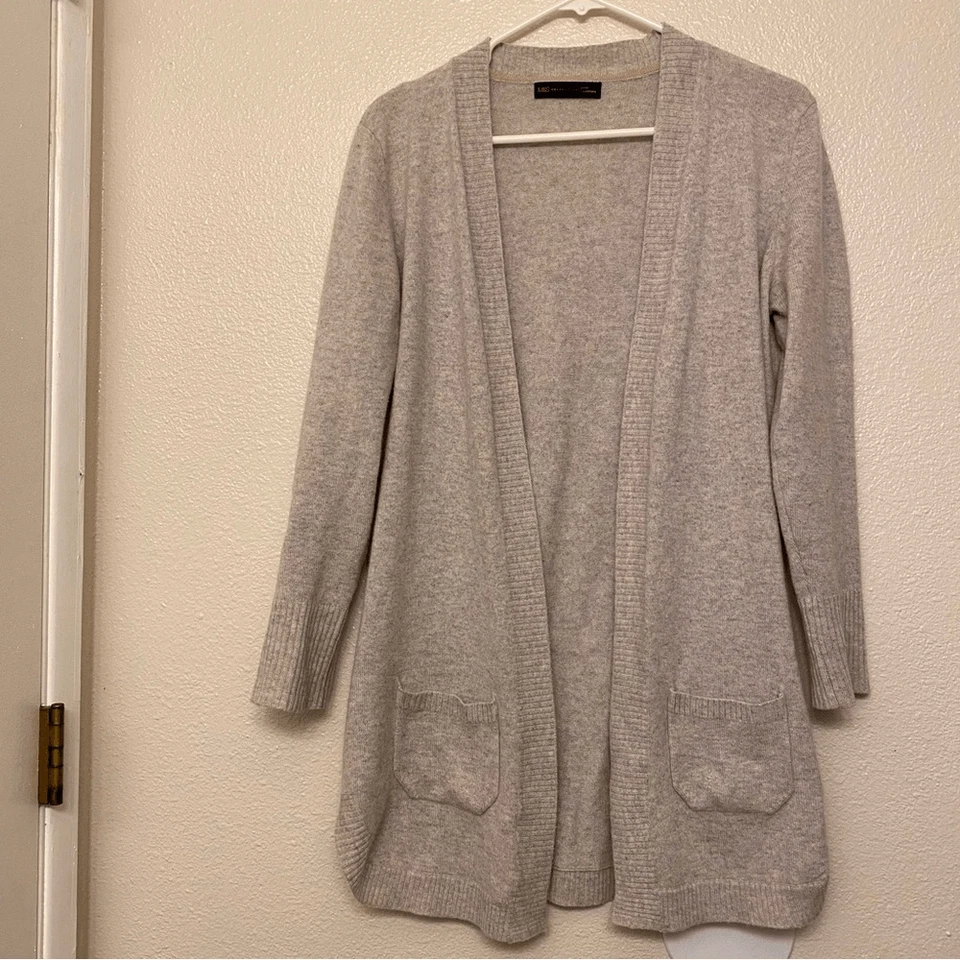 M&S Mark and Spencer Relajado Frente Abierto Gris 100% Cachemira Cárdigan Suéter 12/M Foto 1 de 4