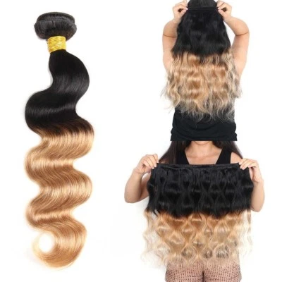 Ombre #1B#27 Body Wave 1 bundle/100g 100 Brazilian Human Hair Weave Extension  - Image 1 of 4