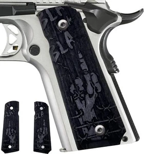 Empuñaduras de pluma, diseño bla bla bla bla 1911 empuñaduras de pistola de madera, corte de seguridad Ambi para 1911 - Imagen 1 de 27