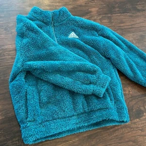 Adidas Youth Puff Half Zip Teal Silver Glitter Pullover Size XL - Picture 1 of 6