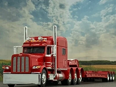 1/64 DCP PETERBILT 389 TRI AXLE 70" MID ROOF W/ TALBERT TRI AXLE LOWBOY TRAILER - Image 1 of 4