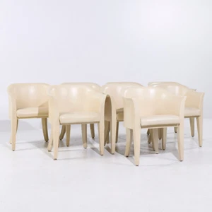 Karl Springer Mid Century Tulip Leather Dining Chairs - Set of 8 - Picture 1 of 11