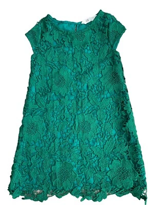 H&M Green Dress Lace Girls size 6/7 Cap Sleeve Kelly Crayon Green - Image 1 of 4