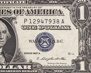 1957A $1 Dollar Silver Certificate (Blue Seal) Block P-A , Uncirculated - Picture 1 of 3