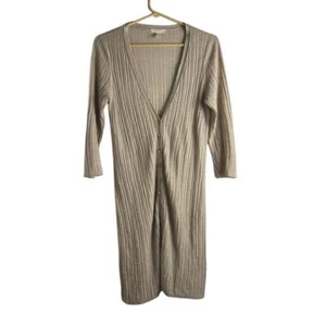 Eileen Fisher PS 100% Bio Leinen Beige Elfenbein Staubtuch Knopfleiste Strickjacke - Bild 1 von 7