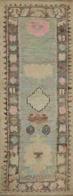 Vegetable Dye All-Over Turkish Oushak Wool Hand-knotted 10 ft Runner Rug 3x10 - Image 1 of 4