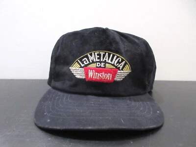 Boné chapéu vintage Winston Snap Back preto vermelho La Metalica cigarro masculino anos 90 - Imagem 1 de 4