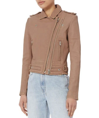 Chaqueta de Motociclista IRO NUEVA CON ETIQUETAS Luiga Rosa Piel de Cordero Moto Cremallera Completa 36/4 NUEVA Foto 1 de 4