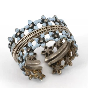 Villa Sorgenfrei German Sterling Enamel Forget Me Not Stackable Rings Adjustable - Picture 1 of 8