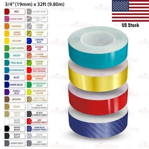 3/4" Roll Vinyl Pin Stripe DIY Self Adhesive Line Car Tape Decals Stickers 19mm - Picture 1 of 51