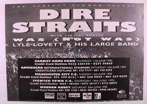 Dire Straits Knopfler Flyer Joe Cocker Bryan Adams Double Sided Original 1992 #1 - Picture 1 of 15