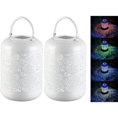 Lunartec 2er-Set Solar-Laternen mit LEDs RGB & Weiß und Dämmerungssensor, IP44 - Bild 1 von 4