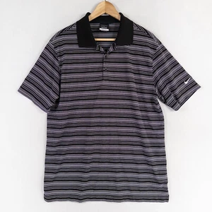 Camisa polo de golf Nike para hombre talla grande negra blanca a rayas Dri Fit manga corta informal - Imagen 1 de 8