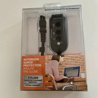 *New* Belkin Notebook Travel Surge Protector 3 Prong C6 Connectors - Image 1 of 2