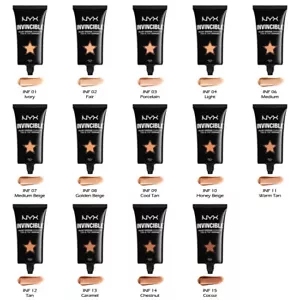 1 NYX Invincible Fullest Coverage Foundation "Pick Your 1 color" Joy's cosmetics - Picture 1 of 15