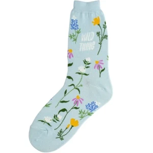 Wild Thing Crew-Damensocken Größe 9-11 Blumenmuster Fußverkehr Neuheit Mode neu - Bild 1 von 1