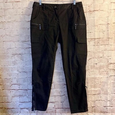 Kenneth Cole New York Womens Canvas Moto Cargo Pants Size 8 Black - Image 1 of 4