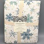 Cynthia Rowley Teal Snowflake Tablecloth Gold Sparkle 60x104 Christmas Holiday