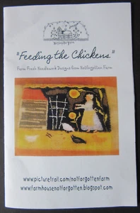 Notforgotten Farm FEEDING THE CHICKENS Punch Needle Embroidery Pattern Fabric - Picture 1 of 7