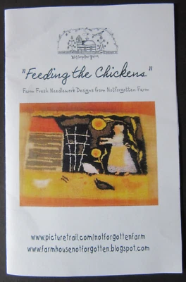 Notforgotten Farm FEEDING THE CHICKENS Punch Needle Embroidery Pattern Fabric - Image 1 of 4