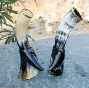 Set of 2 Game of Thrones Viking Drinking Horn Mug For Beer Water Father Day Gift - Picture 1 of 5