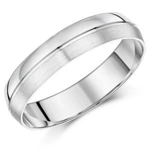 5mm Men's Patterned Palladium Wedding Ring Matt and Polished Band - Picture 1 of 1