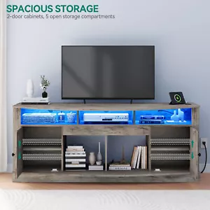 Beuloke Farmhouse TV Stand for 75" TVs, Entertainment Center with Power Outlet - Picture 1 of 8