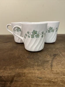 Corelle Callaway Green Ivy Swirl Coffee Tea Mugs Cups 8 Ounce Each Set of 3 - Picture 1 of 6