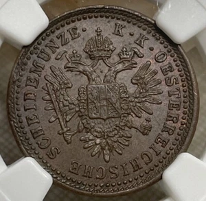 1851-B Austria 1 Kreuzer NGC MS 62 BN Pop 1/3 - Picture 1 of 3