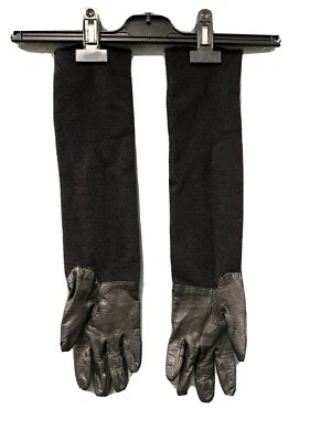 Club Monaco Black Wool Leather Gloves Arm Length Foto 1 de 4