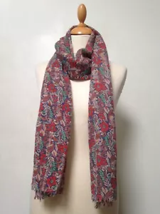 Vintage Hobo lightweight shawl-scarf, multicoloured floral woven viscose-wool - Picture 1 of 10