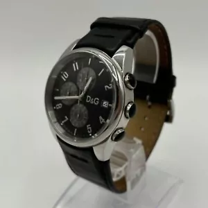 Dolce & Gabbana Men's Sandpiper Stainless Steel & Leather Chronograph Watch VGUC - Picture 1 of 10