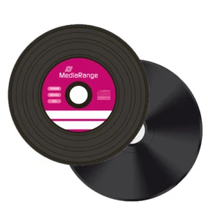 10 Mediarange Black Bottom Vinyl look CD-R Blank CD R discs 52x 700MB MR225 - Picture 1 of 3