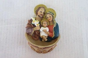 Resin Holy Water Font Jesus, Mary and Joseph - Picture 1 of 8